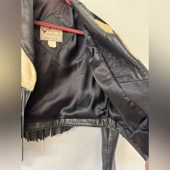 Continental Leather Fashions Leather Cowhide Fringe Jacket, Size Medium - Picture 9 of 14